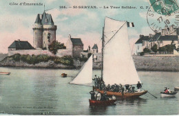 DE 9 -(35) ST SERVAN  -  LA TOUR SOLIDOR  - ANIMATION - VOILIER , BARQUES  -  CARTE COLORISEE  -  2 SCANS - Saint Servan