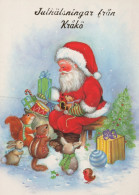 WEIHNACHTSMANN SANTA CLAUS TIERE WEIHNACHTSFERIEN Vintage Postkarte CPSM #PAK638.DE - Santa Claus