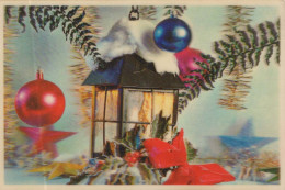 Bonne Année Noël BOUGIE LENTICULAR 3D Vintage Carte Postale CPSM #PAZ017.FR - Nouvel An