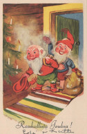 Bonne Année Noël GNOME Vintage Carte Postale CPSMPF #PKD347.FR - Nouvel An