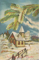 Bonne Année Noël ÉGLISE Vintage Carte Postale CPSMPF #PKD101.FR - Nouvel An