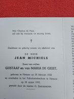 Doodsprentje Jean Michiels / Hamme 28/2/1922 - 28/3/1992 ( Z.v. Gustaaf Michiels En Maria De Geest ) - Religion &  Esoterik