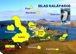 Ecuador Galapagos Islands Map New Postcard * Carte Geographique * Landkarte - Ecuador