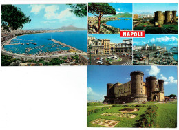 Lot 3 Cpm Italie - NAPOLI - Panorama - Chateau - Multivues Bateau Voiture - Napoli