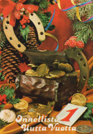 Buon Anno Natale CAVALLOSHOE Vintage Cartolina CPSM #PAT937.IT - New Year