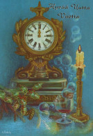 Buon Anno Natale OROLOGIO DA TAVOLO Vintage Cartolina CPSM #PAT752.IT - New Year