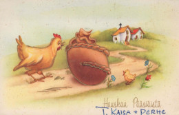 OSTERN HUHN EI Vintage Ansichtskarte Postkarte CPA #PKE423.DE - Pasqua