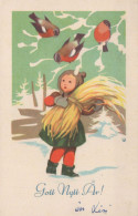 Buon Anno Natale BAMBINO Vintage Cartolina CPSMPF #PKD410.IT - Neujahr