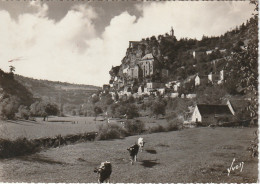 EP 14 -(46) ROCAMADOUR  -   VUE GENERALE -  VACHES AU PRE  -  2 SCANS - Rocamadour