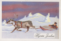 Buon Anno Natale CERVO Vintage Cartolina CPSM #PBB179.IT - Nieuwjaar