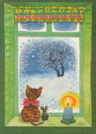 Buon Anno Natale GATTO Vintage Cartolina CPSM #PAZ917.IT - Neujahr