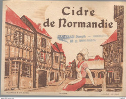 TJ Cpa / French Bottle Apple Cider Label / Etiquette Ancienne CIDRE DE NORMANDIE Tampon SAINT-SIMEON Agriculteur - Limonaden & Soda