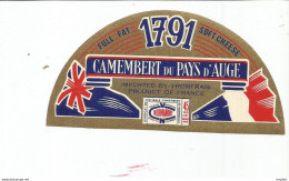 TD / Cheese Label Etiquette Ancienne Fromage CAMEMBERT PAYS D'AUGE - Käse