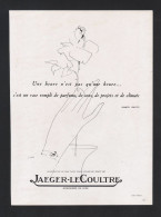 Publicité 1948 MONTRE Horlogerie Jaeger Lecoultre Montres Le Coultre Suisse Dessin Jean Pages Eloge Du Temps Proust - Advertising