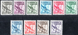 SAINT PIERRE-MIQUELON, SEGNATASSE, POSTAGE DUE, FAUNA, PESCI, FISH, 1938, NUOVI (MLH*) Scott:PM J32-J41 (10,50) - Used Stamps