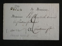 DN15 FRANCE   LETTRE MARINE ROYALE  RRR 1824 DIJON A FONTAINE  + AFF. INTERESSANT++ - 1801-1848: Precursors XIX