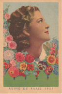 FI  5 -  REINE DE PARIS 1937 -  GRAINES POUR JARDIN " LE PAYSAN " - CARTE PUBLICITAIRE PORTRAIT DE FEMME DECOR FLORAL - Advertising