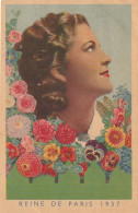 FI 6 - CARTE PUBLICITAIRE GRAINES " LE PAYSAN "- ILLUSTRATION REINE DE PARIS 1937 - PORTRAIT DE FEMME ENTOURE DE FLEURS - Advertising