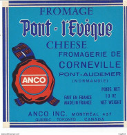 TD / Cheese Label Etiquette Ancienne Fromage PONT L'EVEQUE CORNEVILLE Pont-audemer - Quesos