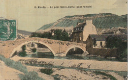 EP 18 -(48) MENDE  -  LE PONT NOTRE DAME  -  CARTE COLORISEE TOILEE - EDIT. RENOUARD , MENDE -  2 SCANS - Mende