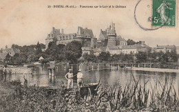 EP 19 -(49) DURTAL  -  PANORAMA SUR LE LOIR ET LE CHATEAU  - ANIMATION -  PECHEURS  -  2 SCANS - Durtal