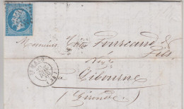 St. Malo To Liburne, Cover Con Contenuto Viaggiata 1860 - 1853-1860 Napoléon III.