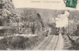 EP 21 -(50) CHERBOURG  -  LA VALLEE DE QUINCAMPOIX  -  LOCOMOTIVE , VOIES FERREES - 2 SCANS - Cherbourg