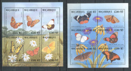 Mozambique ** N° 1453 à 1458 - 1458A à 1458F En 2 Feuillets - Papillons - Mozambique