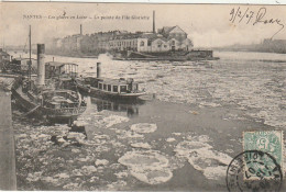 EP 9 -(44) NANTES  - LES GLACES EN LOIRE  - LA POINTE DE L' ILE GLORIETTE - BATEAUX PRIS DANS LES GLACES -   2 SCANS - Nantes