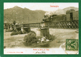 REPRODUCTION  D'une CPA  Ventimiglia (Vintimille) - Ponte In Ferro Sul Roja Année 1910-  Locomotive Impeccable - Imperia