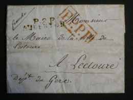 DN15 FRANCE   LETTRE RR  EN PORT PAYé 1820 AUBENTON A LECTOURE + AFF. INTERESSANT++ - 1801-1848: Précurseurs XIX