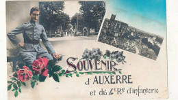 89 // Souvenir D AUXERRE   Et Du 4 Eme Régiment D Infanterie / MILITARIA / MULTIVUES - Auxerre