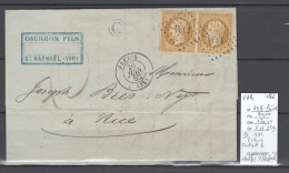 France - Lettre  Yvert 13B En Paire - PC1334 - Var - Frejus - Saint Raphael - 1862 - 1849-1876: Klassik