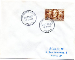 ECRIVAIN / D' ALEMBERT = 75 PARIS 1959 = CACHET PREMIER JOUR N° 1209 Sur ENVELOPPE ENTIERE - Schriftsteller