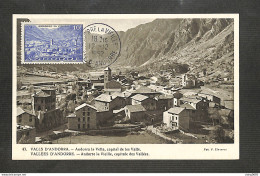 ANDORRE - ANDORRA - Carte MAXIMUM 1952 - Andorre La Vieille, Capitale Des Vallées - Maximum Cards