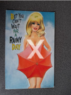 BET YOU CANT WAIT FOR A RAINY DAY OLD COLOUR COMIC POSTCARD BAMFORTH COMIC SERIES NO 2402 BY TAYLOR - Humor
