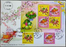 FDC Vietnam Viet Nam With Perf Stamps & Sheetlet 2020 : New Year Of Buffalo 2021 (Ms1138) - Viêt-Nam