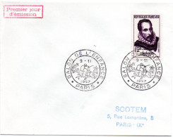 ECRIVAIN / CERVANTES = 75 PARIS 1957 = CACHET PREMIER JOUR / SALON De L' ENFANCE N° 1134 Sur ENVELOPPE ENTIERE - Schrijvers