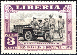 LIBERIA, IN MEMORIA DI ROOSEVELT 1945, NUOVI (MLH*) Mi:LR 380, Scott:LR 296, Yt:LR 274 - Liberia