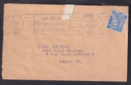 Lettre ʘ Paris 14.04.1944 Aff 10c Mercure Tarif Cécogramme -> Paris - Tarifs Postaux