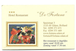 Edam Spuistraat Hotel Restaurant De Fortuna Etiquette Visitekaartje Htje - Visitekaartjes
