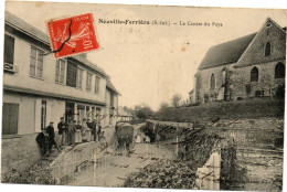 CAFE CHEZ STUER A NEUVILLE-FERRIERES 76. TRES ANIMEE EN 1910. - Other & Unclassified