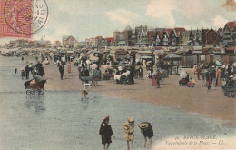 GU 8 -(62) BERCK PLAGE  -  VUE GENERALE DE LA PLAGE - ANIMATION - BAIGNEURS , PROMENEURS - CARTE COLORISEE  - 2 SCANS - Berck