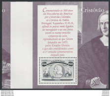 1992 Portogallo Cristoforo Colombo 1 BF MNH Unif. BF N. 90 Varietà - Andere & Zonder Classificatie