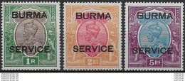 1937 Burma Giorgio VI SERVICE 3v. MNH SG. N. O11/O13 - Altri & Non Classificati