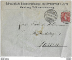 19 - 19 - Entier Postal Privé "Schweizerische Lebensversicherung Zürich 1908" - Attention Légers Plis - Entiers Postaux