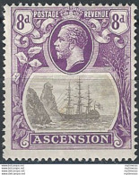 1924 Ascension 8d. Cleft Rock 1v. MNH SG N. 17c - Other & Unclassified