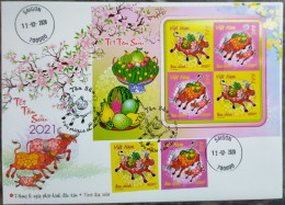 FDC Vietnam Viet Nam With Imperf Stamps & Sheetlet 2020 : New Year Of Buffalo 2021 (Ms1138) - Vietnam
