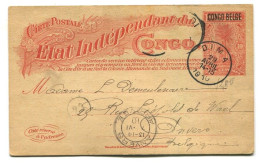 Congo Dima Oblit. Keach 1.1-DMtY Sur Entier Postal Vers Anvers Le 07/06/1910 - Brieven En Documenten