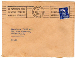 1952  CAD PARIS IX Rue Hippolyte LEBAS  " 29 Novembre 1952  GENERAL LECLERC " - Briefe U. Dokumente